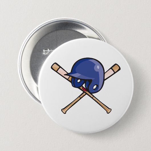 Honkbalhelm en vleermuissporten ronde button 7,6 cm (Voorkant /achterkant)