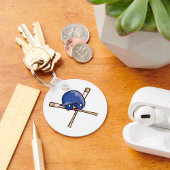 Honkbalhelm en vleermuissporten sleutelhanger