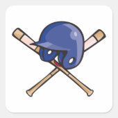 Honkbalhelm en vleermuissporten vierkante sticker (Voorkant)