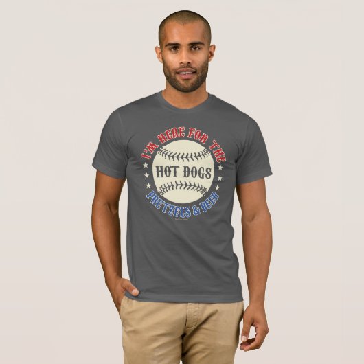  honkbalhotdogs Pretzels Beer (patriottisch) T-shirt (Voorkant volledig)