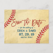  honkbalhuwelijk sparen de datum aankondigingskaart (Voorkant)
