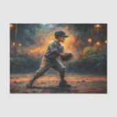 Honkbaljongen Vuurlicht Scene Decoupage Tissuepapier (Voorkant)