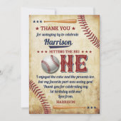  honkbaljongens 1e verjaardag bedankkaart (Voorkant)