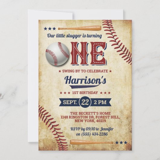  honkbaljongens 1e verjaardag kaart (Voorkant)