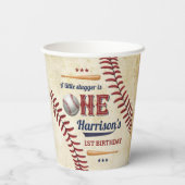  honkbaljongens 1e verjaardag papieren bekers (Achterkant)