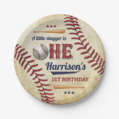  honkbaljongens 1e verjaardag papieren bordje (Voorkant)
