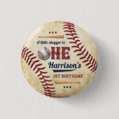 honkbaljongens 1e verjaardag ronde button 3,2 cm (Voorkant)