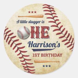  honkbaljongens 1e verjaardag ronde sticker