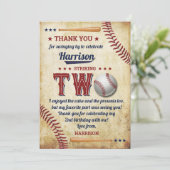  honkbaljongens 2e verjaardag bedankkaart (Staand voorkant)