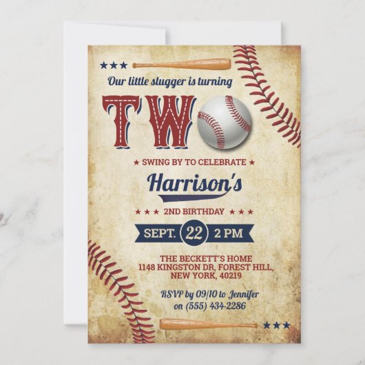  honkbaljongens 2e verjaardag kaart (Voorkant)