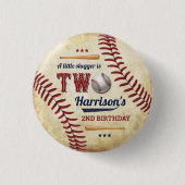 honkbaljongens 2e verjaardag ronde button 3,2 cm (Voorkant)