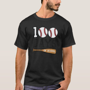 Honkbalk 100 dagen school Gelukkige 100e dag leraa T-shirt