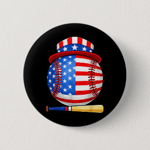 Honkbalk 4 juli 250 jaar vrijheid USA Ronde Button 5,7 Cm