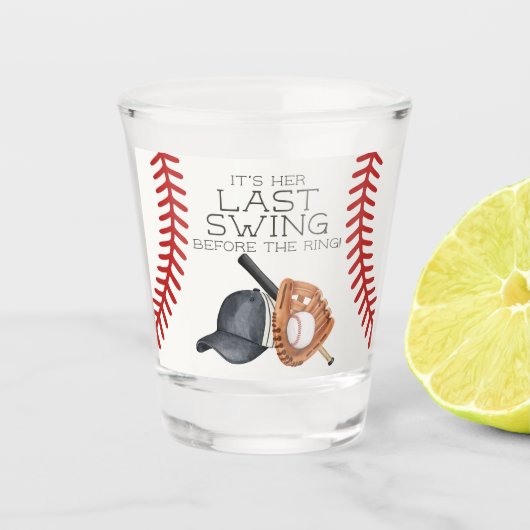 Honkbalkado Geschenk voor Bruidsdiner "Last Swing Shot Glas (Voorkant)