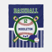 Honkbalkampioen in donkergroen en blauw fleece deken (Voorkant)