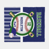 Honkbalkampioen in donkergroen en blauw fleece deken (Voorkant (Horizontaal))
