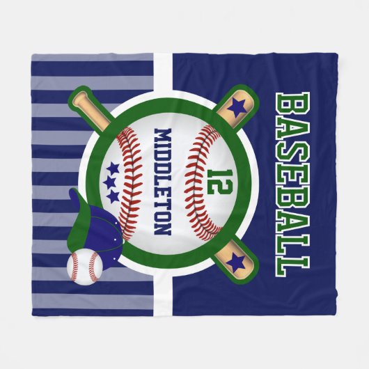 Honkbalkampioen in donkergroen en blauw fleece deken (Voorkant (Horizontaal))