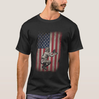 Honkbalkatcher Amerikaanse Vlag Amerika Patriotisc T-shirt