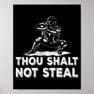 Honkbalkatcher Gij Zult Niet Stelen Religieus Bi Poster