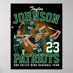 Honkbalkers Aangepaste Foto Retro Bootleg Groen Poster
