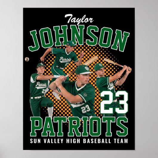 Honkbalkers Aangepaste Foto Retro Bootleg Groen Poster (Voorkant)