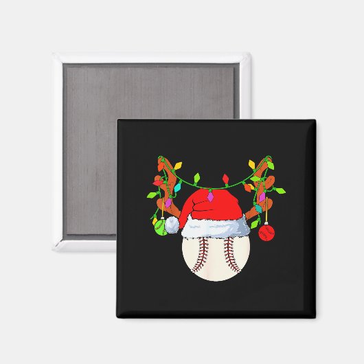 Honkbalkerst rendier kerstman hoed Kerstmis  Magneet (Voorkant / Achterkant)