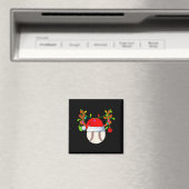 Honkbalkerst rendier kerstman hoed Kerstmis  Magneet (Insitu (Vaatwasser))