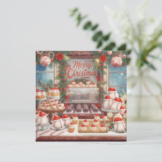 Honkbalkerstmis Feestdagenkaart (Staand voorkant)