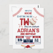 Honkbalkind met 2de verjaardag briefkaart (Voorkant / Achterkant)