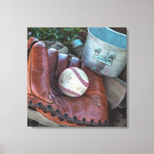 honkbalkit en bal honkbal handschoen amer canvas afdruk (Voorkant)