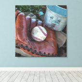 honkbalkit en bal honkbal handschoen amer canvas afdruk (Insitu (Houten vloer))