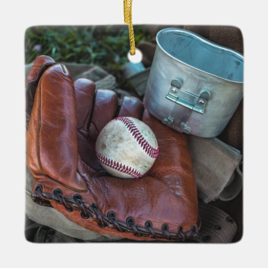 honkbalkit en bal honkbal handschoen amer keramisch ornament (Voorkant)