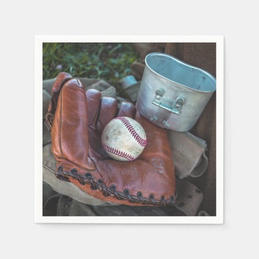 honkbalkit en bal honkbal handschoen amer servet (Voorkant)