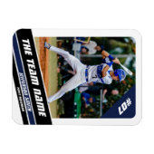 Honkbalkler Customizable Wit Blauw Magneet (Horizontaal)