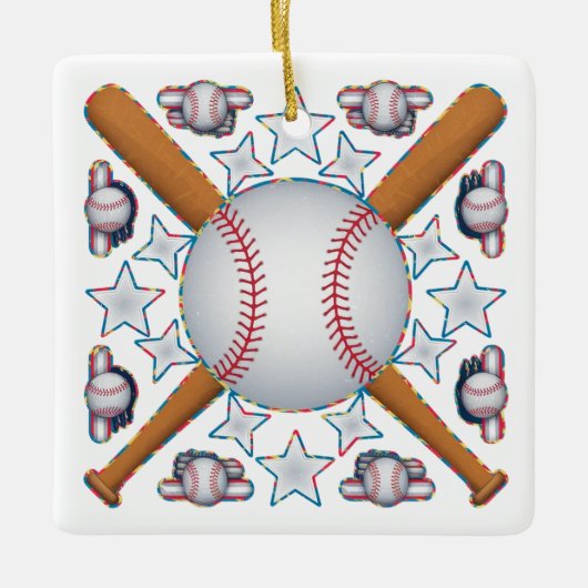 HonkbalkleurenCollage Keramisch Ornament (Voorkant)