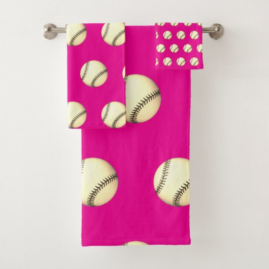 Honkbalkleurenschema Heet Roze Bad Handdoek (Insitu)