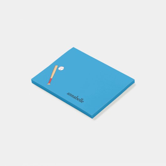 Honkbalknuppel met bal personaliseren post-it® notes (Schuin)