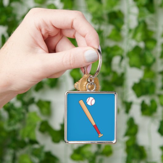 Honkbalknuppel met bal sleutelhanger (Hand)