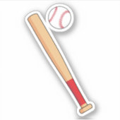 Honkbalknuppel met bal sticker (Voorkant)