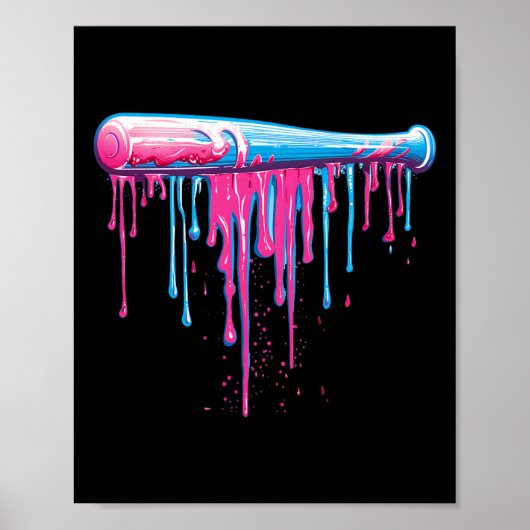 Honkbalknuppel met Sprinkles Drip voor Mannen Jong Poster (Voorkant)