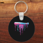 Honkbalknuppel met Sprinkles Drip voor Mannen Jong Sleutelhanger (Voorkant)