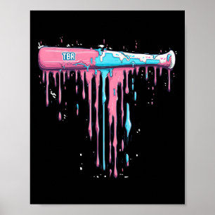 Honkbalknuppel met strooiende druppel voor honkbal poster