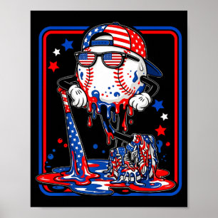 Honkbalkoude druppel 4 juli patriotisch Amerikaans Poster