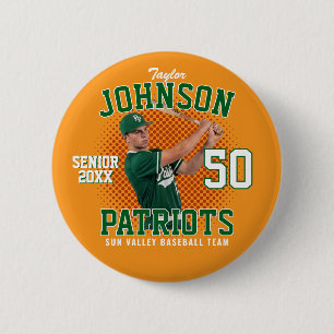 Honkbalkspeler Aangepaste Foto Senior Sportdag Ronde Button 5,7 Cm