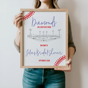 Honkbalkwartel, Meisjes Beste Vriendin Welkom Bord Poster
