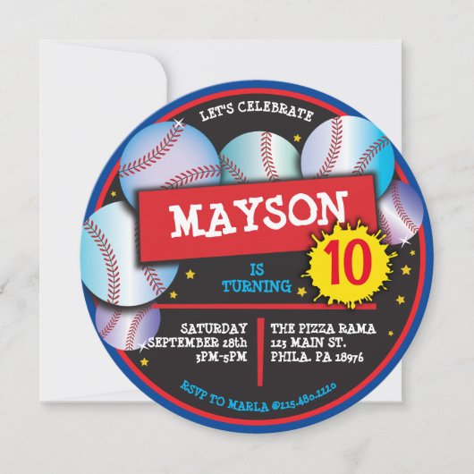 HONKBALlen BLAUWE Verjaardagsfeest Uitnodiging (Voorkant)