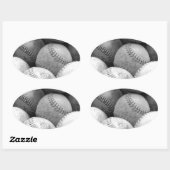 honkballen in zwart-wit ovale sticker (Vel)