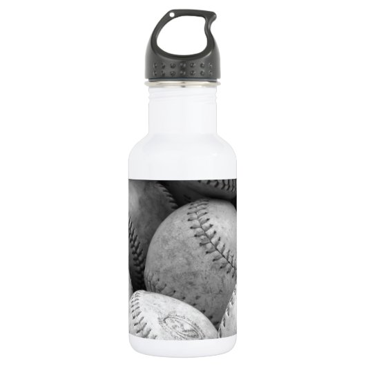 honkballen in zwart-wit waterfles (Voorkant)