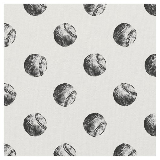  honkballen Pattern Black & White Baseball Stof (Close Up)
