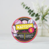 HONKBALLEN ROZE Verjaardagsfeestuitnodiging Kaart (Staand voorkant)